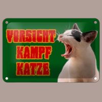 🔥 VORSICHT KAMPF KATZE Blechschild 🎀 12x18cm OVP 🔥