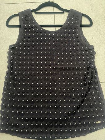 Armani Exchange Top Gr. S Dunkelgrau mit Zierdetails