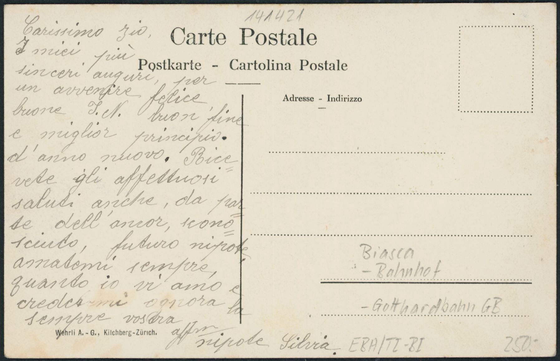 Cartoline postali: TI Biasca - Bahnhof - Gotthard Bahn GB – Usato da Schindellegi venduto da Jonathan77 1