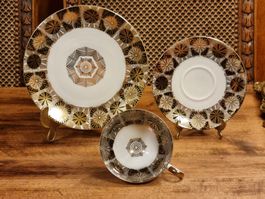 GKC Bavaria Art Déco Sammeltasse 3-tlg Golddekor