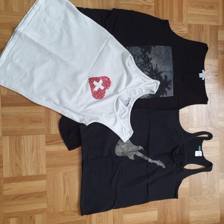 Lot de 3 débardeurs été femme L/XL🎸🌴🇨🇭