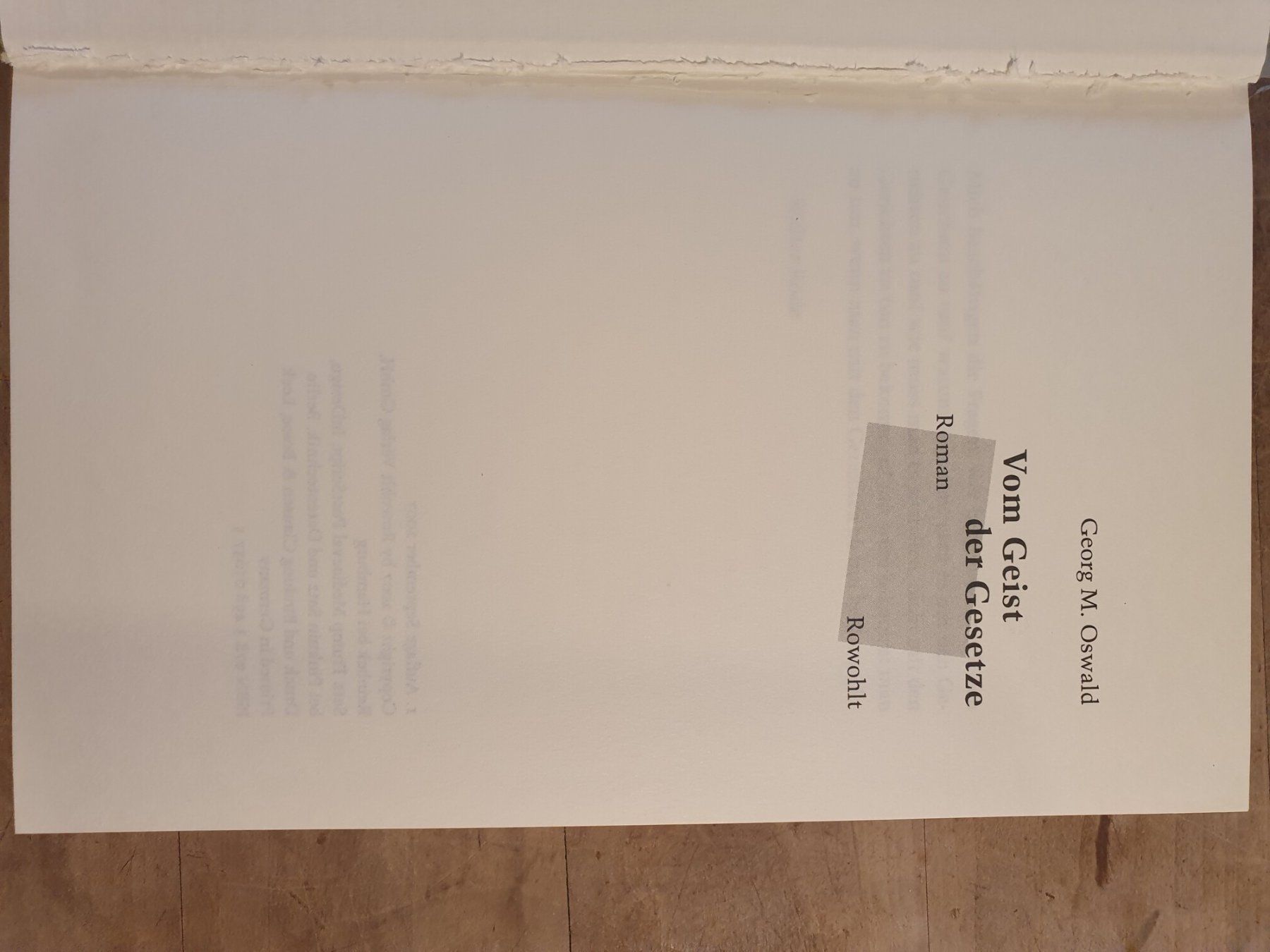 Libri: Vom Geist der Gesetze Georg M. Oswald Rowohlt – Usato da Zürich venduto da loosebone 2