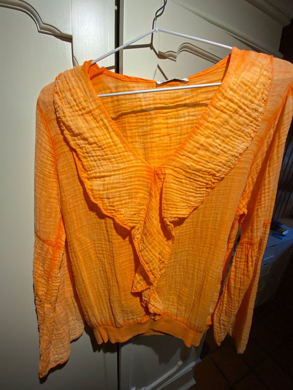 Camicette: LANGARM BLUSE MUSSELINSTOFF-ORANGE – Nuovo e nell'imballaggio originale da Meienried venduto da ManuelaBoutique 1