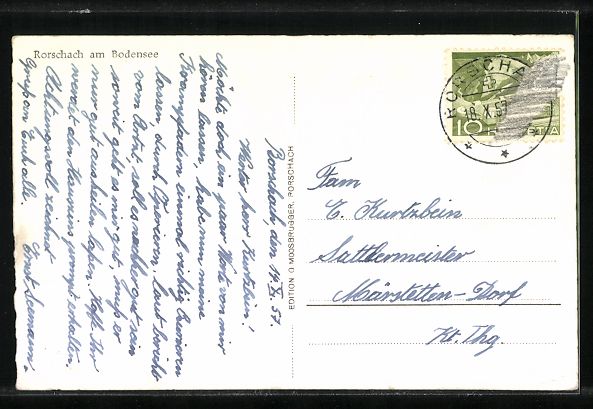 Cartoline postali: Rorschach /Bodensee, Grosses Gebäude mi – Usato da Berlin venduto da bartko-reher 1