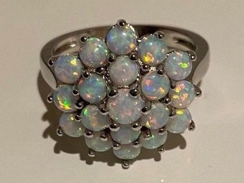 Anelli: Ring Silber 925 Weissgold vergoldet mit Opalen – Nuovo e nell'imballaggio originale da Matten b. Interlaken venduto da kero71 6