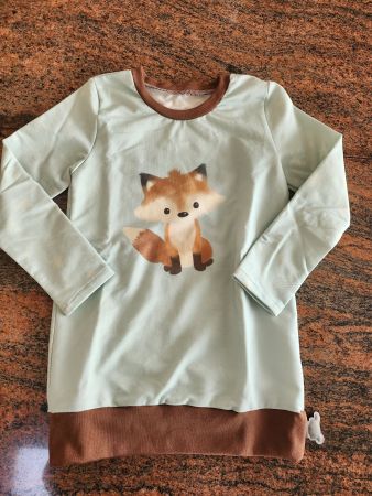 mintgrüner Pulli mit Fuchsmotiv/blassen Sternen Gr. 116, neu