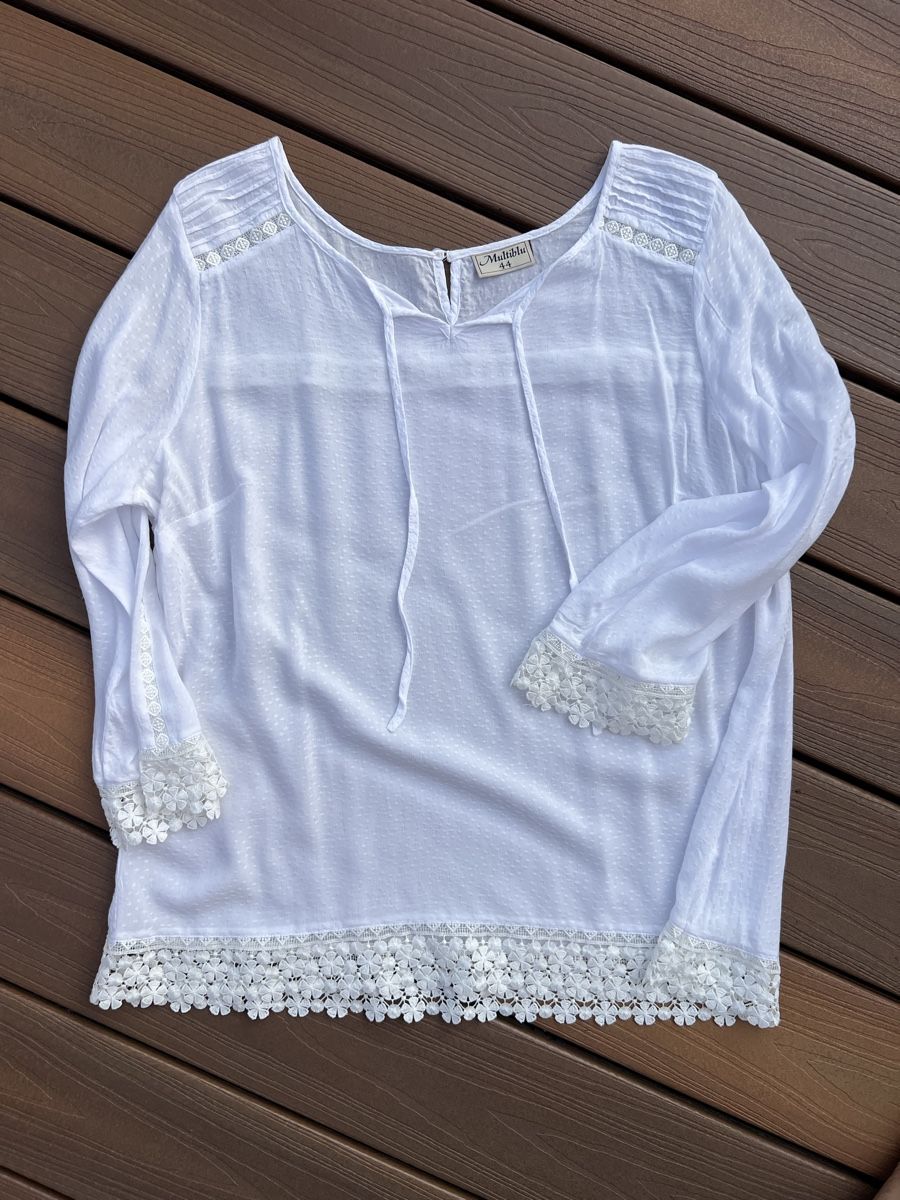Camicette: Bluse Weiss, Gr. 42/44 Multiblu , neu – Nuovo (secondo la descrizione) da Oeschgen venduto da Elmermo