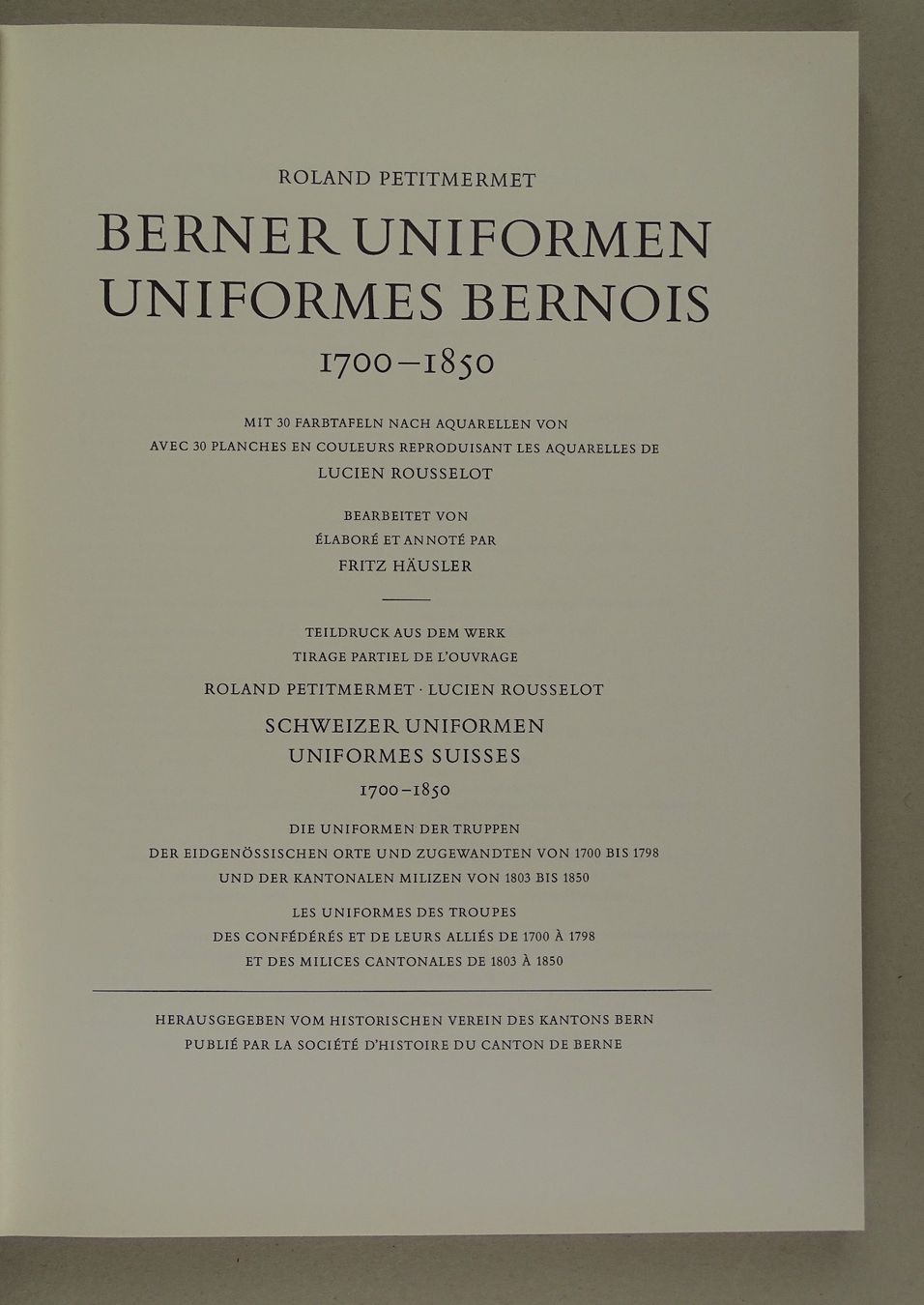 Libri: BERNER UNIFORMEN UNIFORMES BERNOIS 1700-1850 – Usato da Grüningen venduto da Kartensammler 2