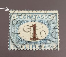 Abart dezentriert, Italien Segnatasse briefmarke
