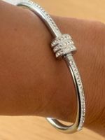 Luxus Edelstahl Armreif Armband Farbe :Silber Zirkonia Weiss