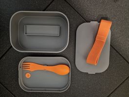 Lunchbox Royal VKB grau mit Besteck orange guter Zustand