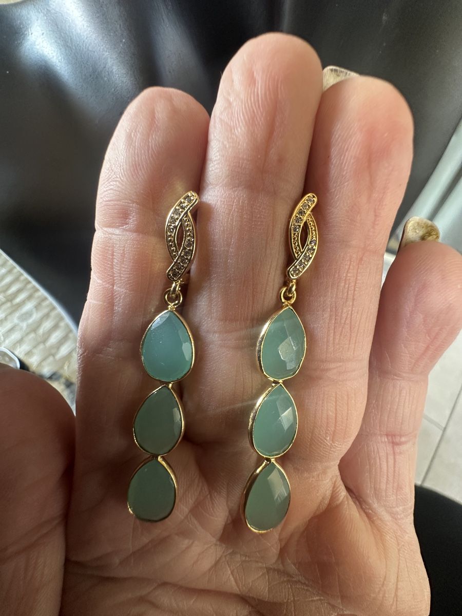 Orecchini pendenti & Orecchini a lobo: Aqua Chalcedon Ohrringe – Nuovo e nell'imballaggio originale da Kriens venduto da Hortensie6 3