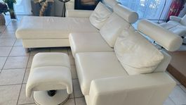 Stressless Ecksofa Leder weiss mit Hocker guter Zustand