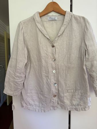 Leinen Bluse Jäckli, S, Shepards beige kurzarm guter Zustand