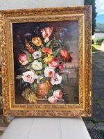 Gemälde Blumen Stillleben vergoldeter Rahmen 1963