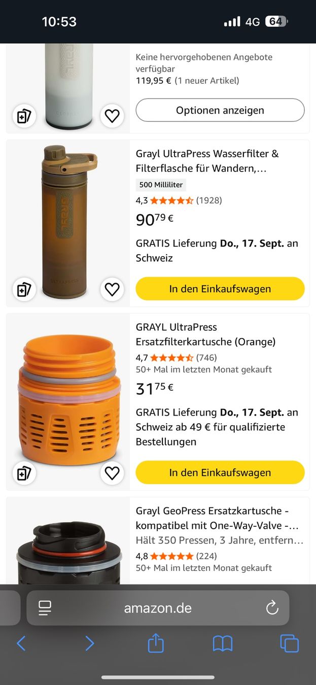 Camping Fahrzeuge: Campingzubehör Gradl Outdoor Wasserfilter – Neu und originalverpackt aus Solothurn von See203 2