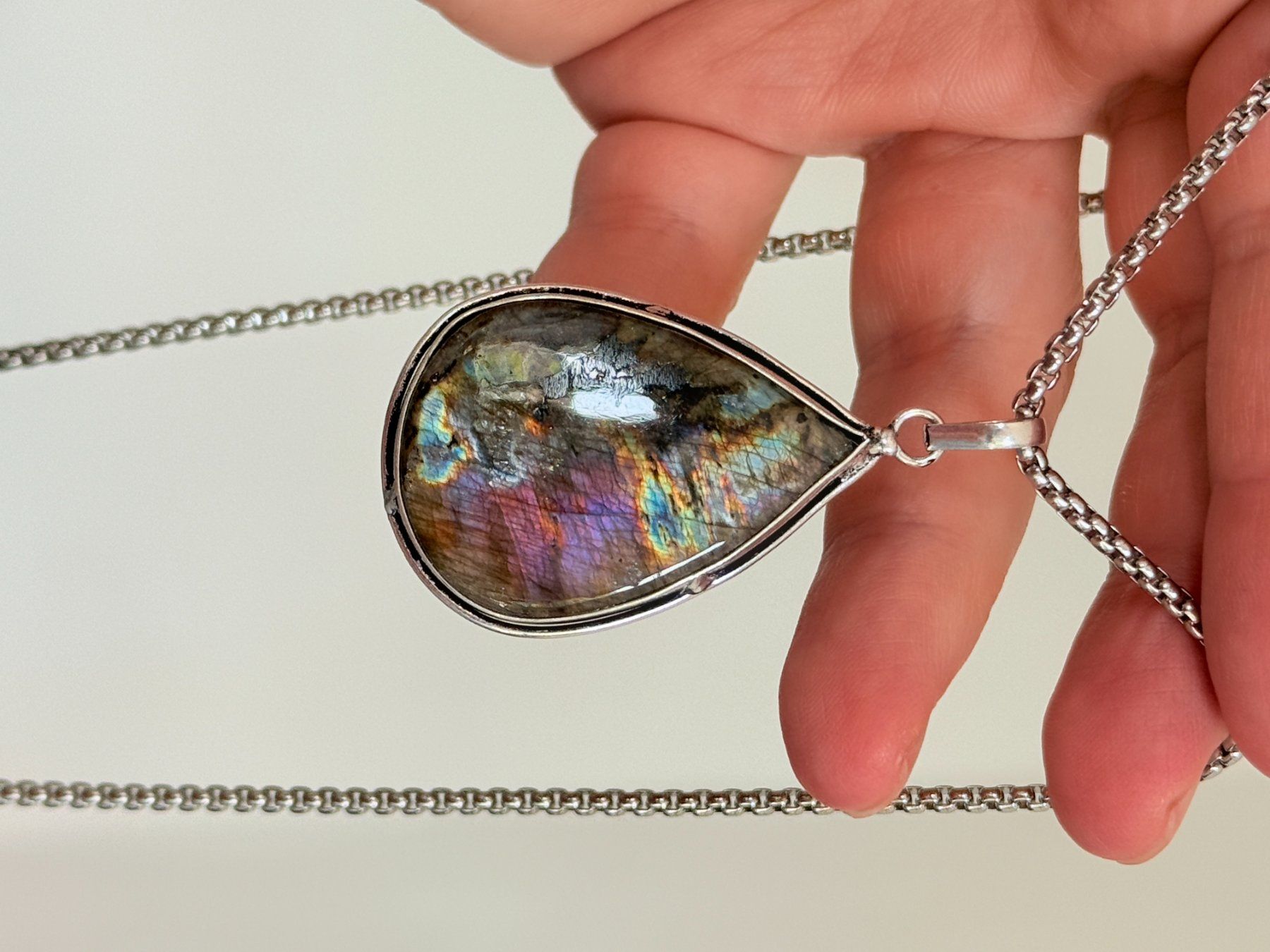 Catenine: Collier avec pendentif labradorite goutte – Nuovo e nell'imballaggio originale da Genève venduto da AWWA 9