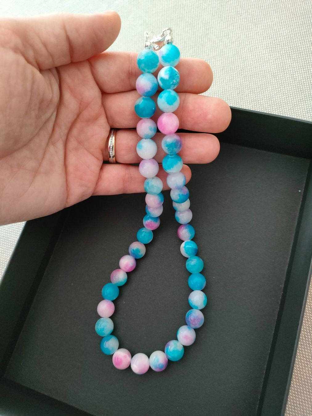 Catenine: Wunderschöne Kette aus Multicolor Jade – Nuovo e nell'imballaggio originale da Bern venduto da Lidia.5 1