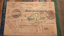 1920 Paketkarte Hohenstein Ernstthal