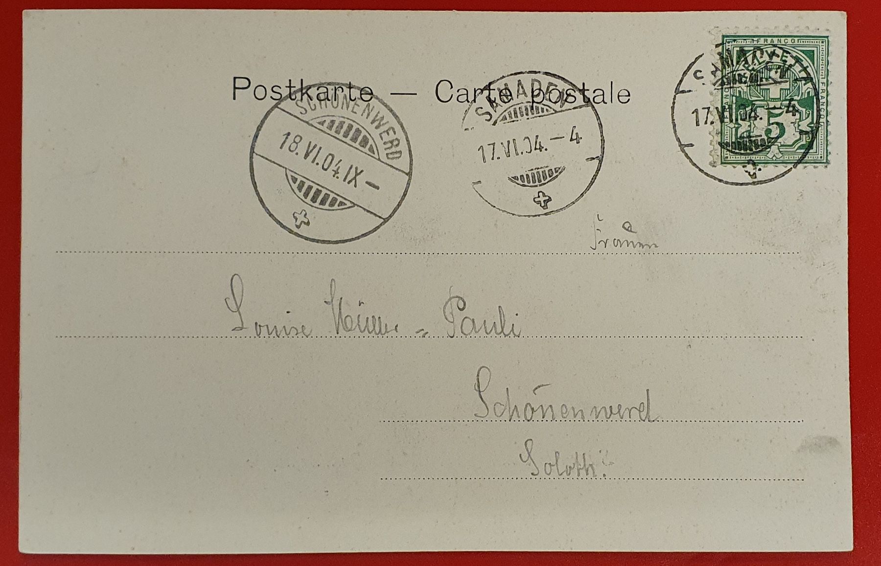 Cartoline postali: Samaden 1904 – Usato da Kreuzlingen venduto da Rschweiz1 1