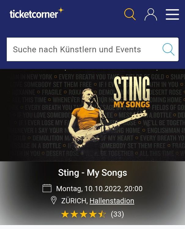 2 STING Tickets Hallenstadion | Kaufen auf Ricardo