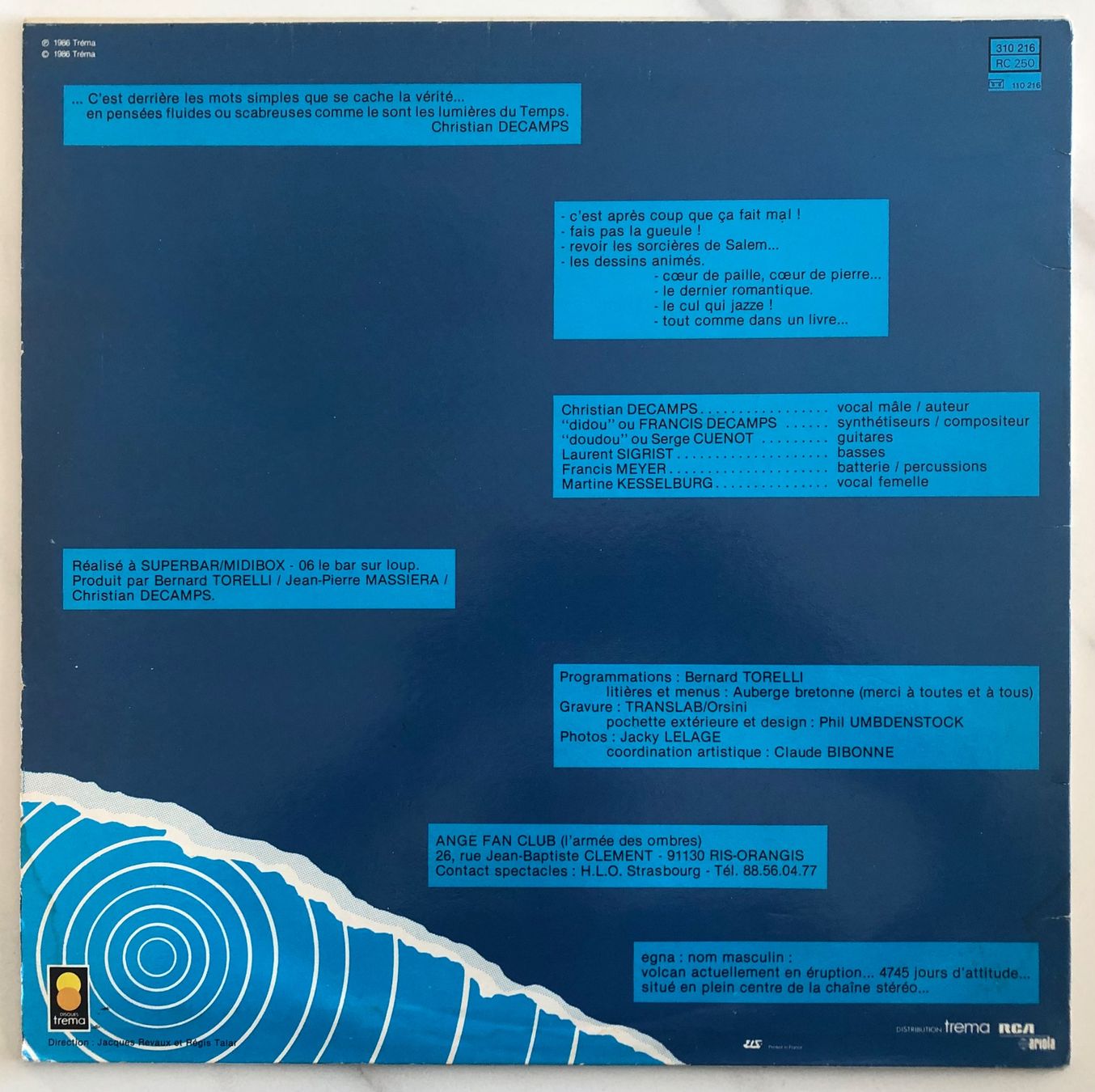 Schallplatten: ANGE - EGNA – Gebraucht aus Poliez-Pittet von Newtown-Records 1