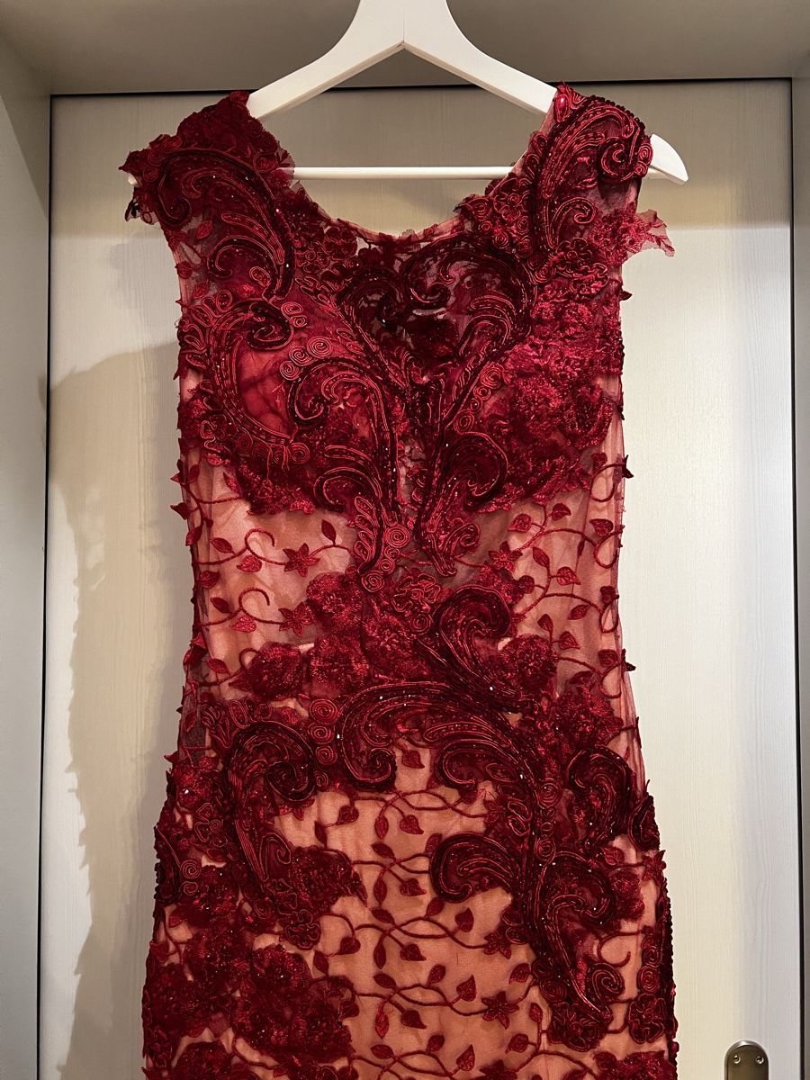 Vestiti: dunkelrotes Spitzenkleid Abendkleid – Usato da Spreitenbach venduto da limi223 2