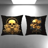 💀🌹 2er Set Kissenhüllen – Gothic Skull & Rose Luxus✨