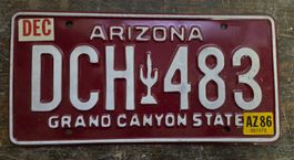 Original Nummernschild Arizona 1986