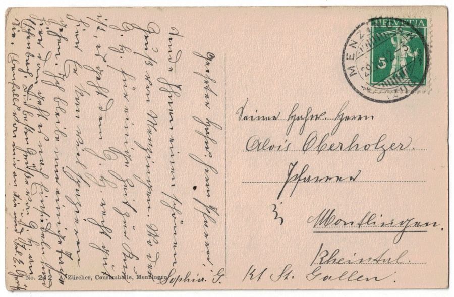 Cartoline postali: Menzingen, Teilansicht, gelaufen 1912 – Usato da Frauenfeld venduto da POML 1
