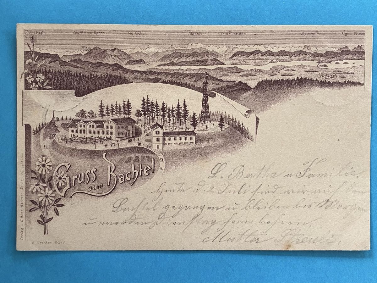 Ansichtskarten: Historische Ansichtskarte Gruss vom Bachtel, 1900 – Gebraucht aus Bauma von Baumer71