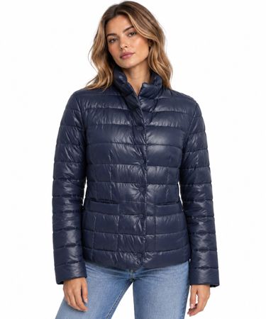 Benetton Lightdaunen Jacke Gr. L blau Stehkragen