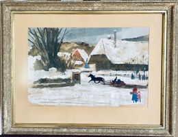 Walter Schneider original Acyrl Gemälde 1944