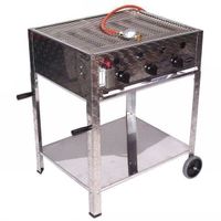 55510 - Edelstahl Gasbräter 3- flammig SET 5 Wurstbräter