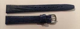 Bracelet cuir bleu façon lézard montre dame, 13mm