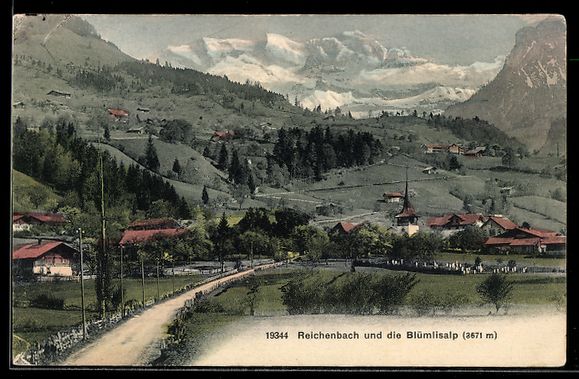 Cartes postales: AK Reichenbach, Panorama mit Blümlisalp – D'occasion à Berlin par bartko-reher
