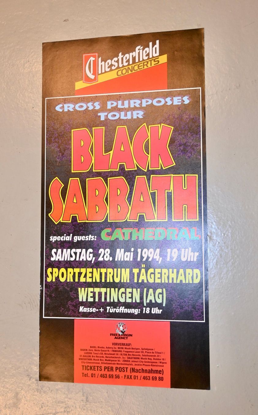 Dischi in vinile: Orginal BLACK SABBATH Konzert Poster 1994 Wettingen – Usato da Pfaffhausen venduto da mono_rec