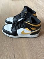 Nike Air Jordan 1 Mid Gr. 37.5 Schwarz Gelb Schuhe Sneakers