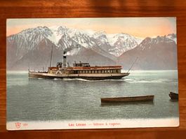 Postkarte Lac Leman Schiff France ungelaufen Litho  (P464)