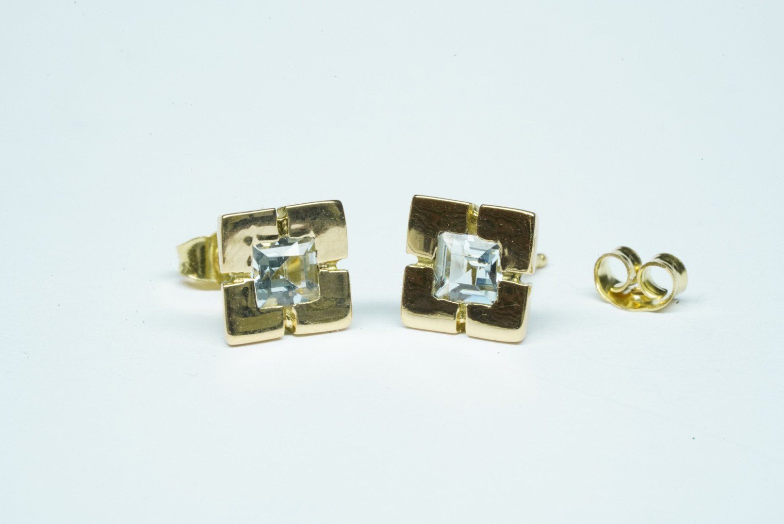 Orecchini pendenti & Orecchini a lobo: Ohrstecker 14k Gelbgold mit Aquamarin – Usato da Bülach venduto da Re-Jewelled 4