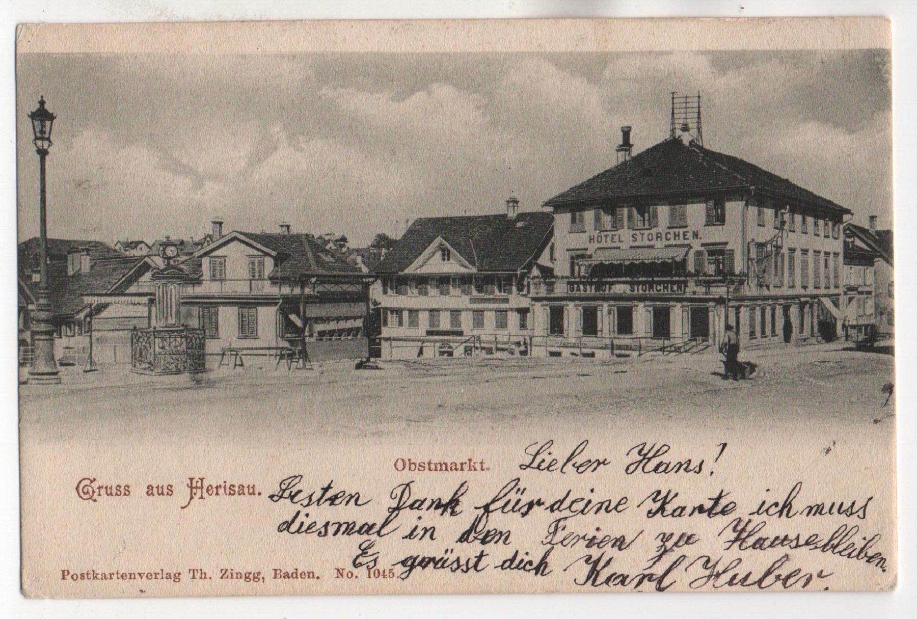Cartes postales: Gruss aus HERISAU Obstmarkt – D'occasion à Jona par philajona