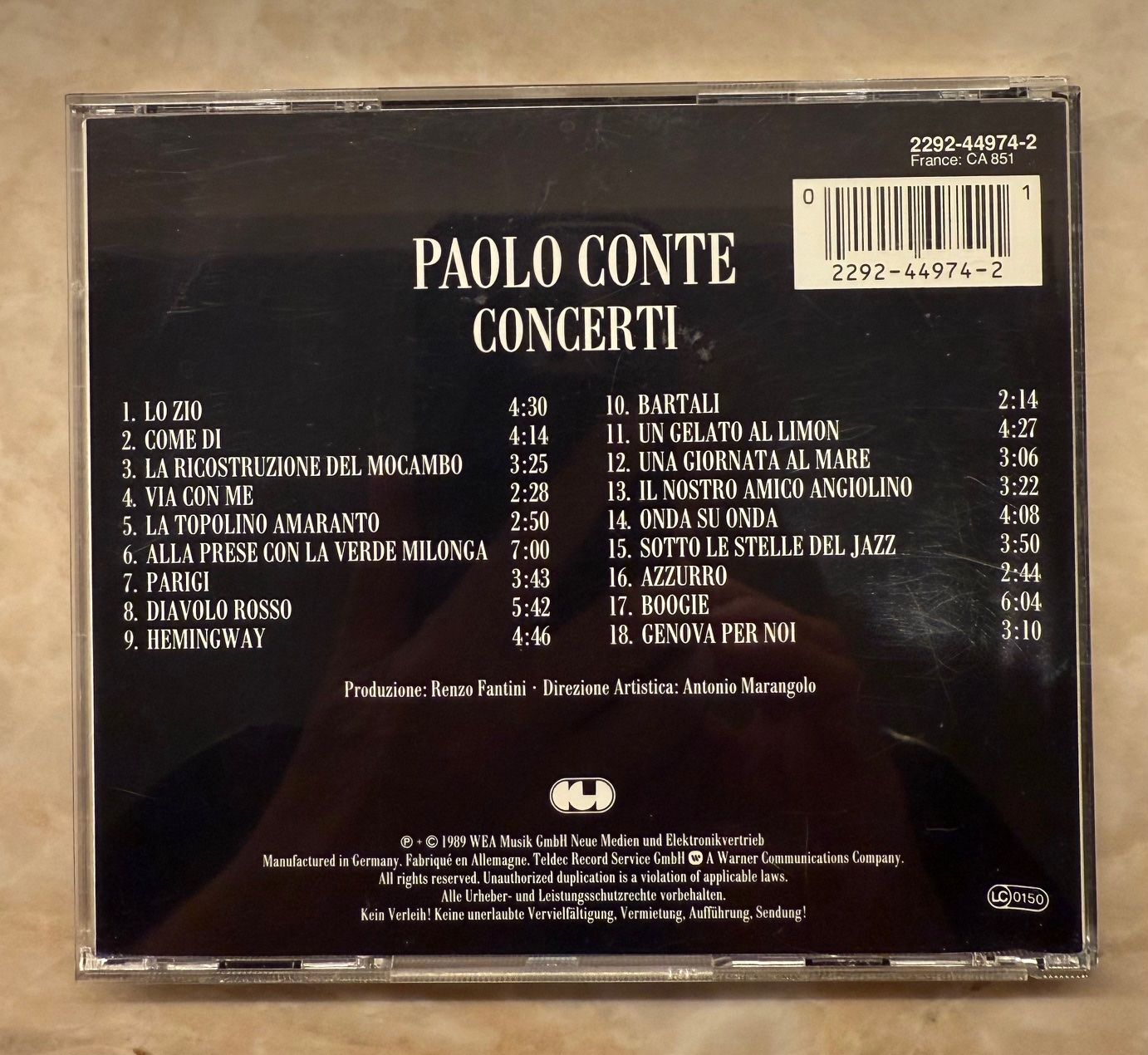 CD: Paolo Conte - Concerti – Usato da Liestal venduto da 99katzen 1