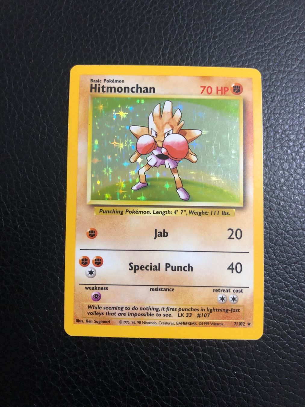 Pokémon Sammelbilder & Trading cards: 1999 Base Set Hitmonchan Holo 7/102 Ab 1 – Gebraucht aus Paradiso von Pkmn10