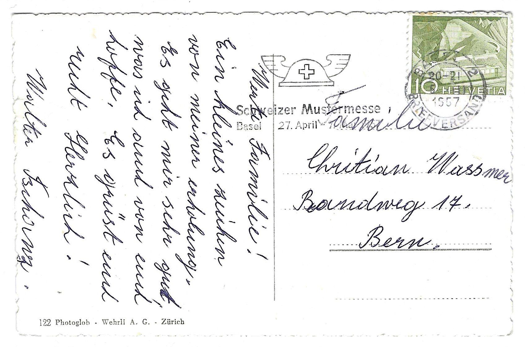 Cartoline postali: Basel 1957 – Usato da Tavannes venduto da Zitume 1