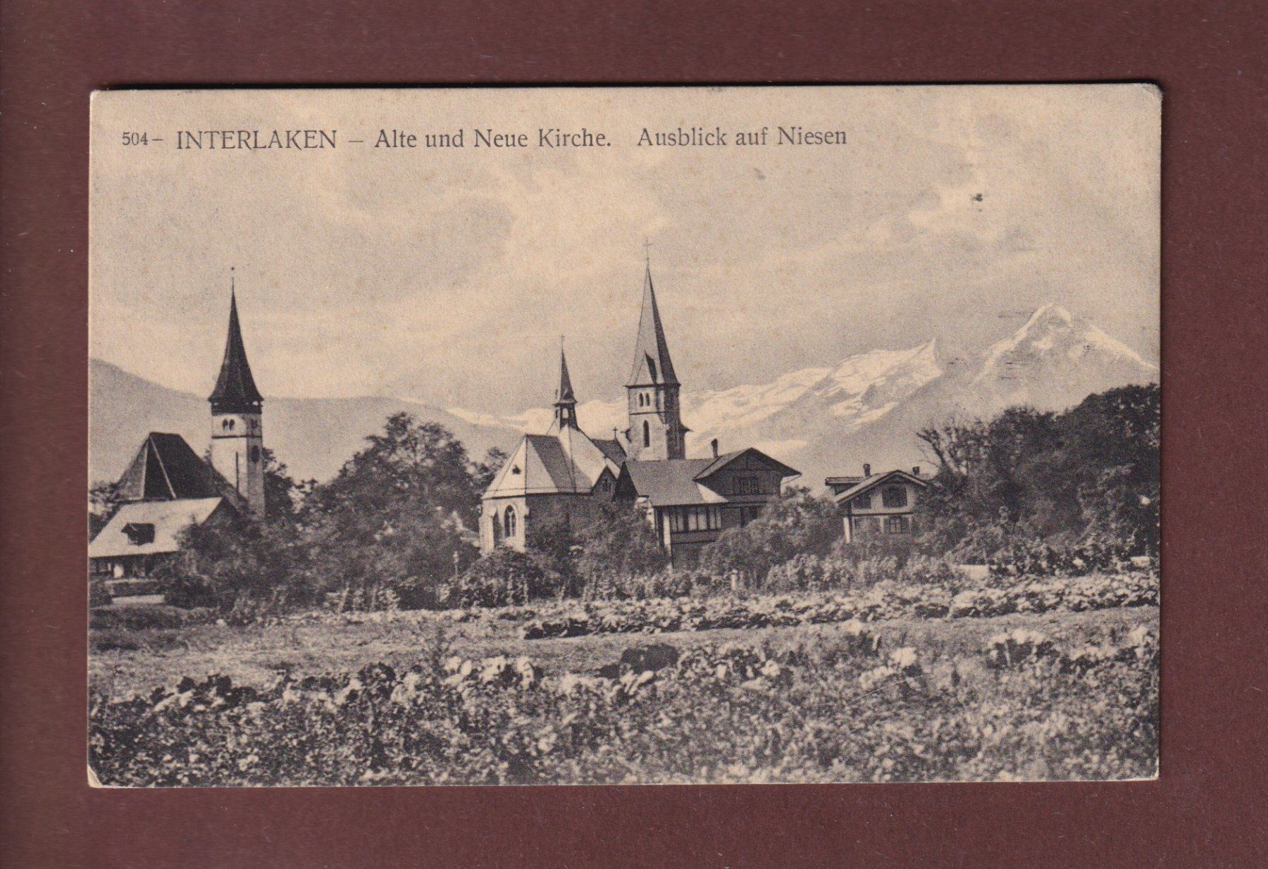 Cartes postales: INTERLAKEN - Alte und Neue Kirche - 1912 – D'occasion à Pully par nicecards