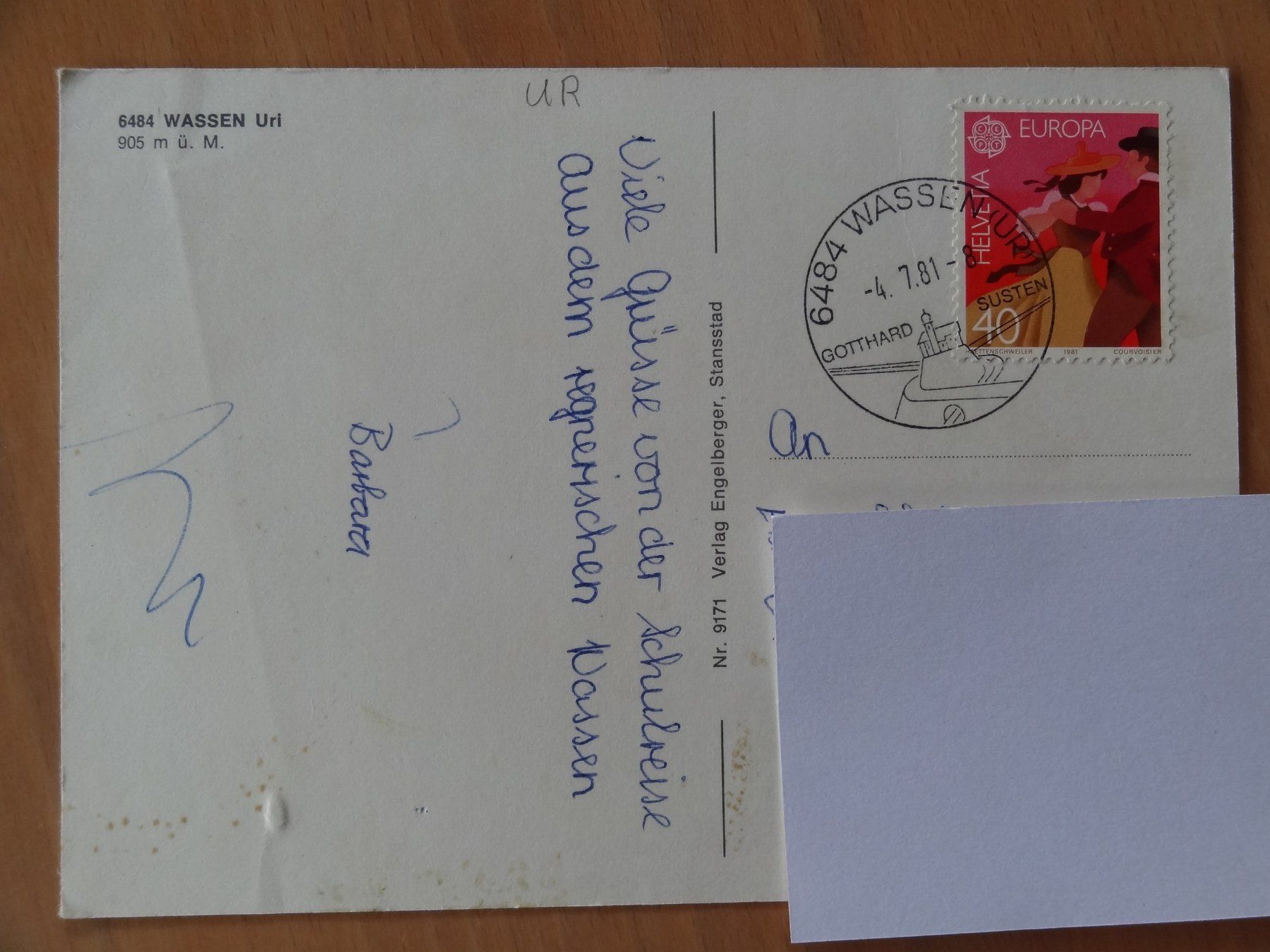 Cartoline postali: Wassen - Uri - 1981 – Usato da St Léonard venduto da Riglin 1