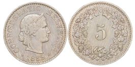 5 Rappen von 1889 (sehr schön bis vorzüglich)