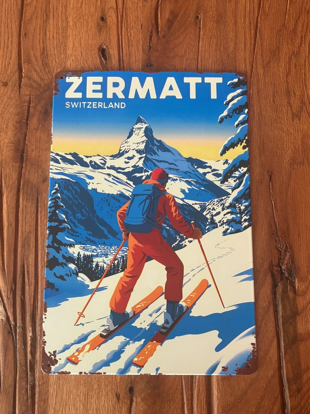 Insegne: Zermatt - schönes  Retro Blechschild - 20x30 CM - neu!!! – Nuovo e nell'imballaggio originale da Bremgarten AG venduto da Eurotiz 1