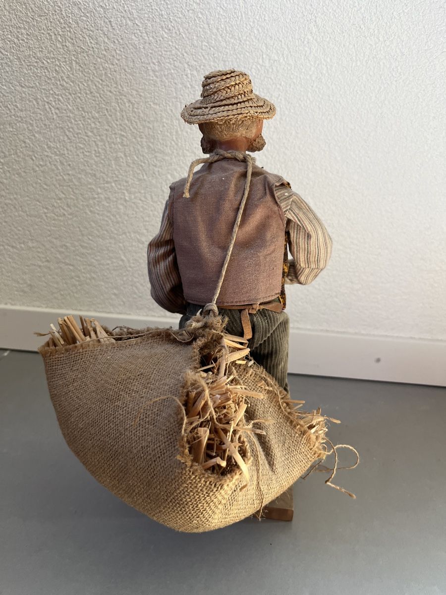 Statuette: Vintage Bauernpuppe mit Heusack & Pfeife – Usato da Sierre venduto da black.box 2