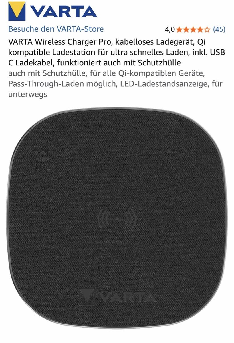 Varta Caricabatterie: VARTA Wireless Charger Pro Ladeplatte Ladekabel – Usato da Zürich venduto da joyfulgrace